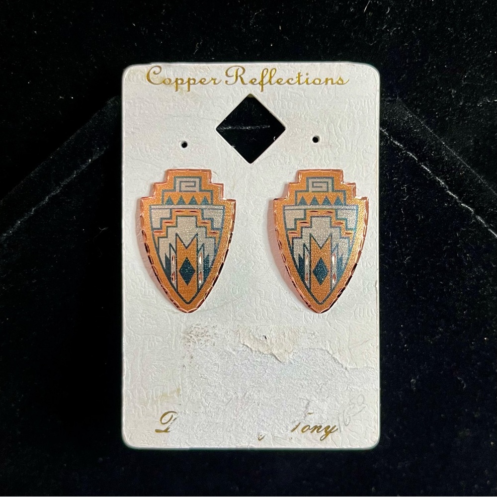 Teal Blue Native American Stud Earrings By Copper Reflections New